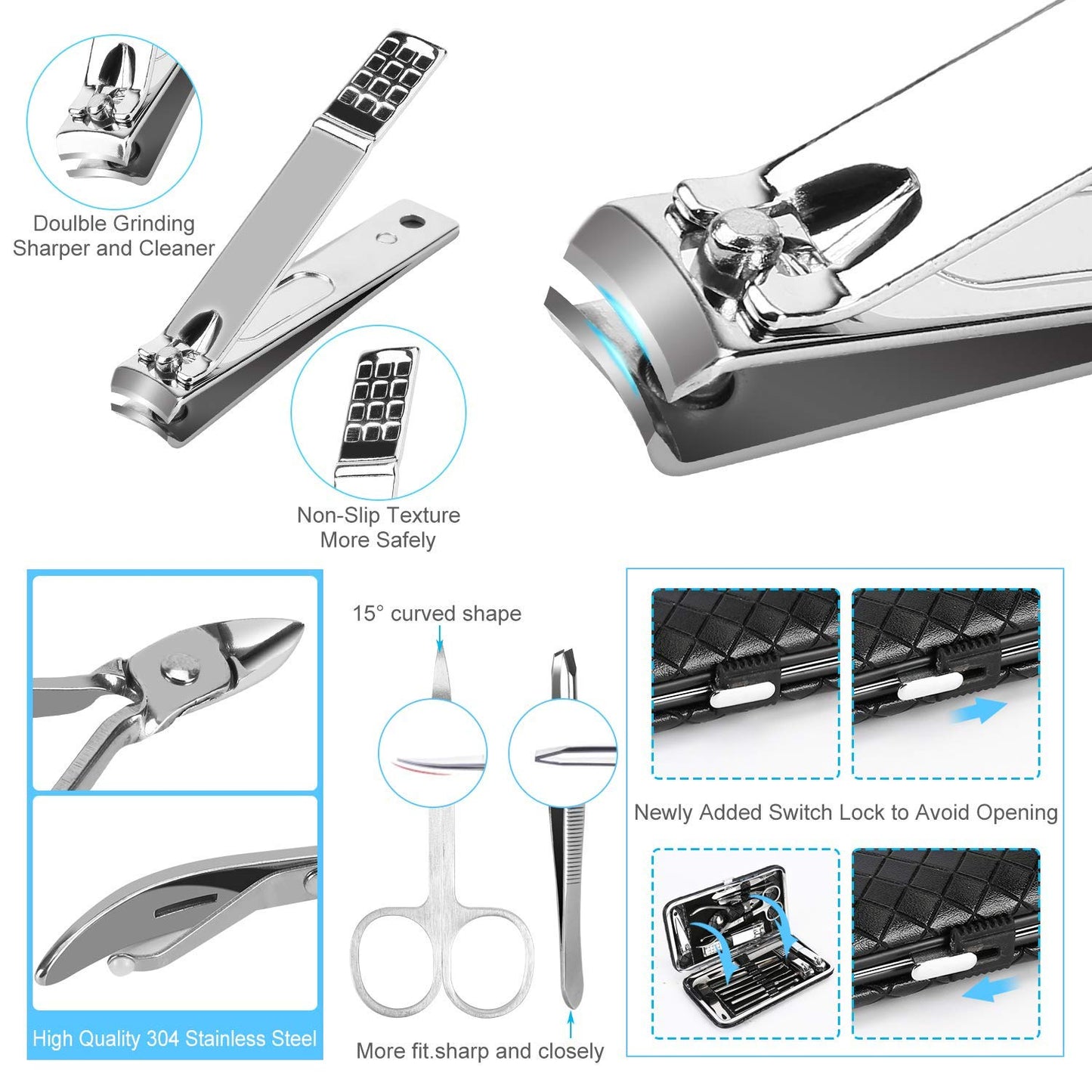 19 in 1 Manicure Det Kit,Manicure Set Professional,Nail Clipper Set,Pedicure Set Stainless Steel Nail Kit