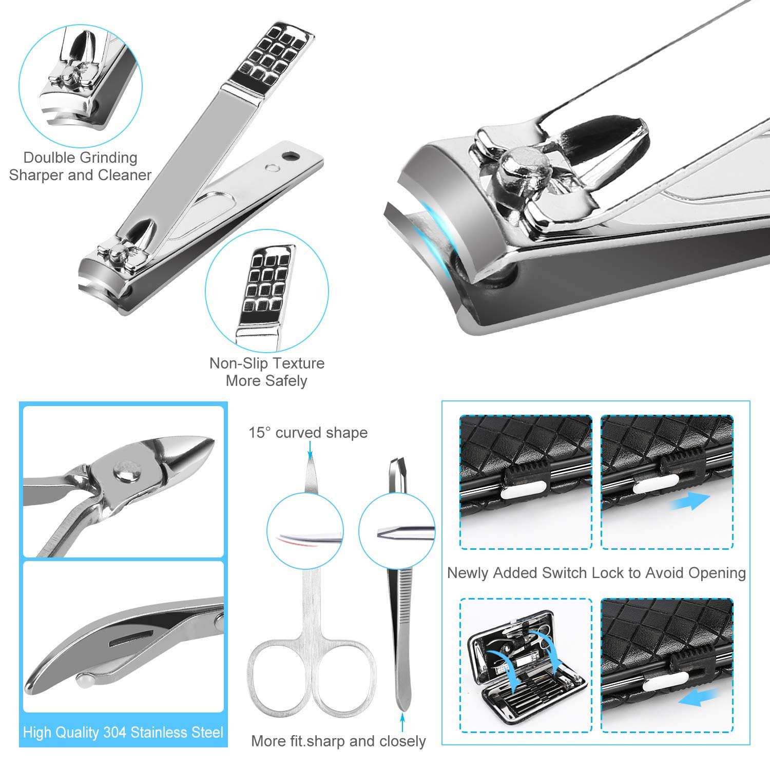 19 in 1 Manicure Det Kit,Manicure Set Professional,Nail Clipper Set,Pedicure Set Stainless Steel Nail Kit