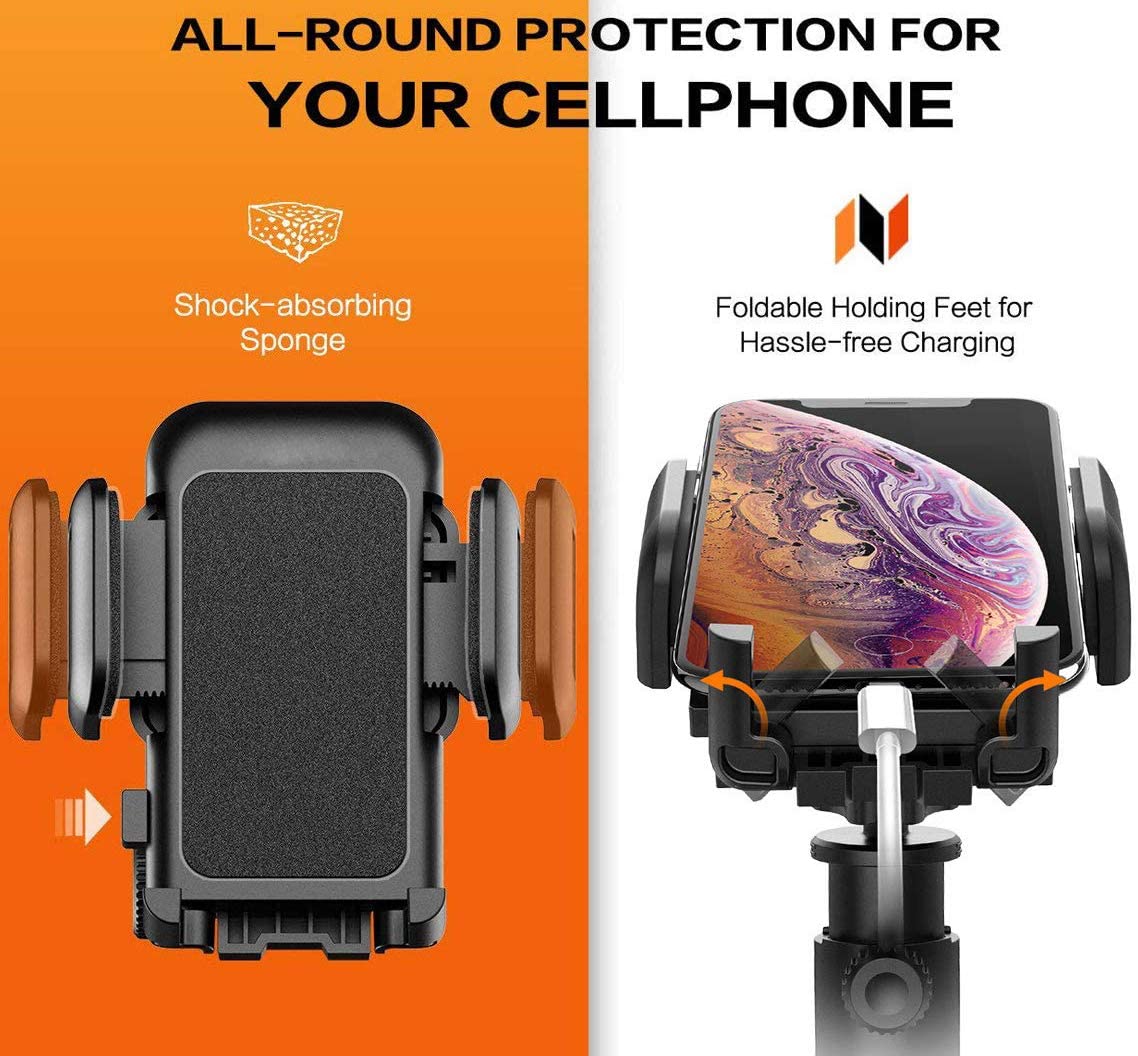 Car Cell Phone Mount Stand Holder Cradle Dashboard Windshield Washable Sticky Gel Pad 360 Rotation Three-Side Grips Universal (Dashboard Mount)
