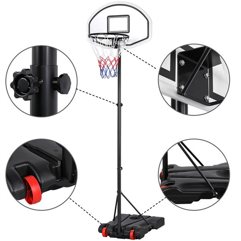 Portable 6.4-8.2 Ft. Height Adjustable Basketball Hoop System Indoor/Outdoor