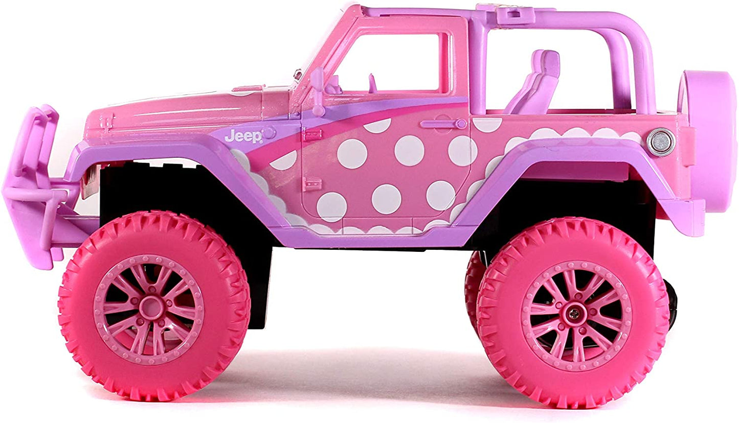 Disney Junior 1:16 Minnie Jeep Wrangler RC Remote Control Truck, 2.4 Ghz Pink, Toys for Kids and Adults
