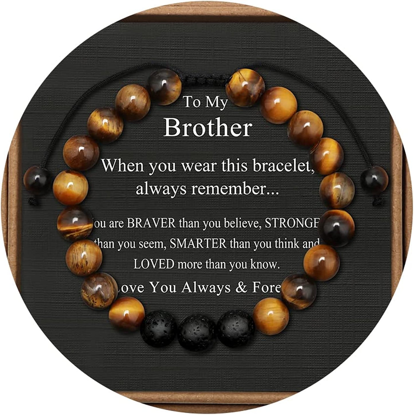 Tiger Eye Beaded Bracelets for Men To My Boyfriend Husband Son Brother Grandson Mens Bracelet Anniversary Birthday Christmas Father's day Gifts for Him