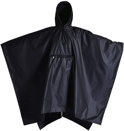  Black Rain Poncho - Waterproof Rain Gear for Women - Lightweight Travel Poncho