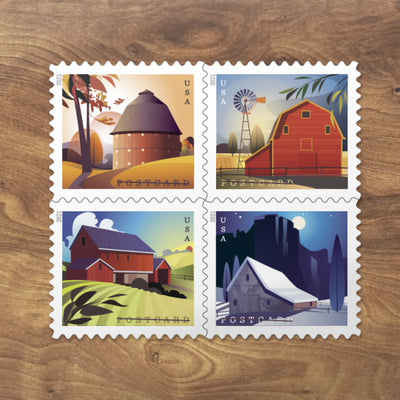 USPS Barn POSTCARD 2021 Forever Postage Stamps - Sheet of 20 Postage Stamps
