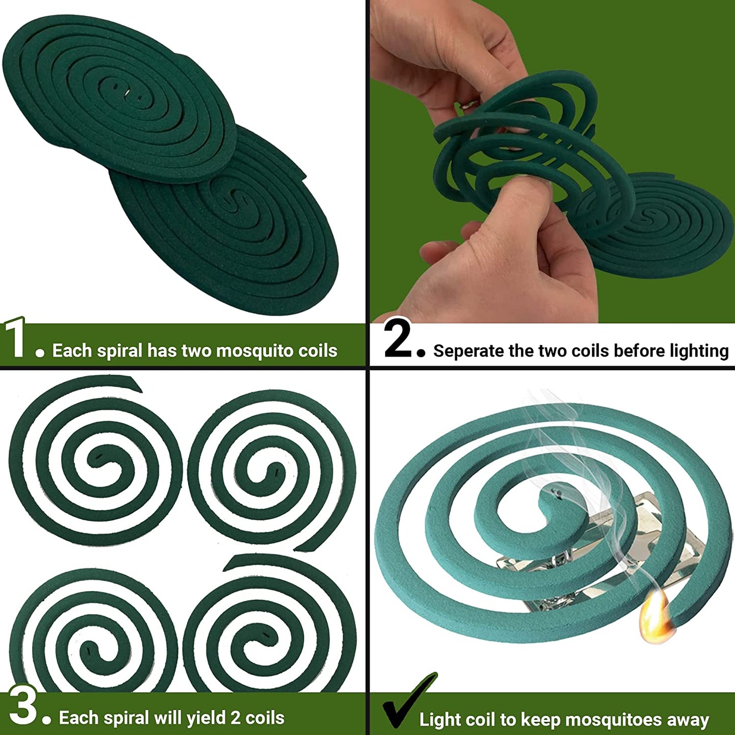 Mosquito Repellent Coils - Outdoor Use Reaches Up to 10 feet - Each Coil Burns for 5-7 Hours (Three Pack Contains 12 coils & 6 Coil Stands)
