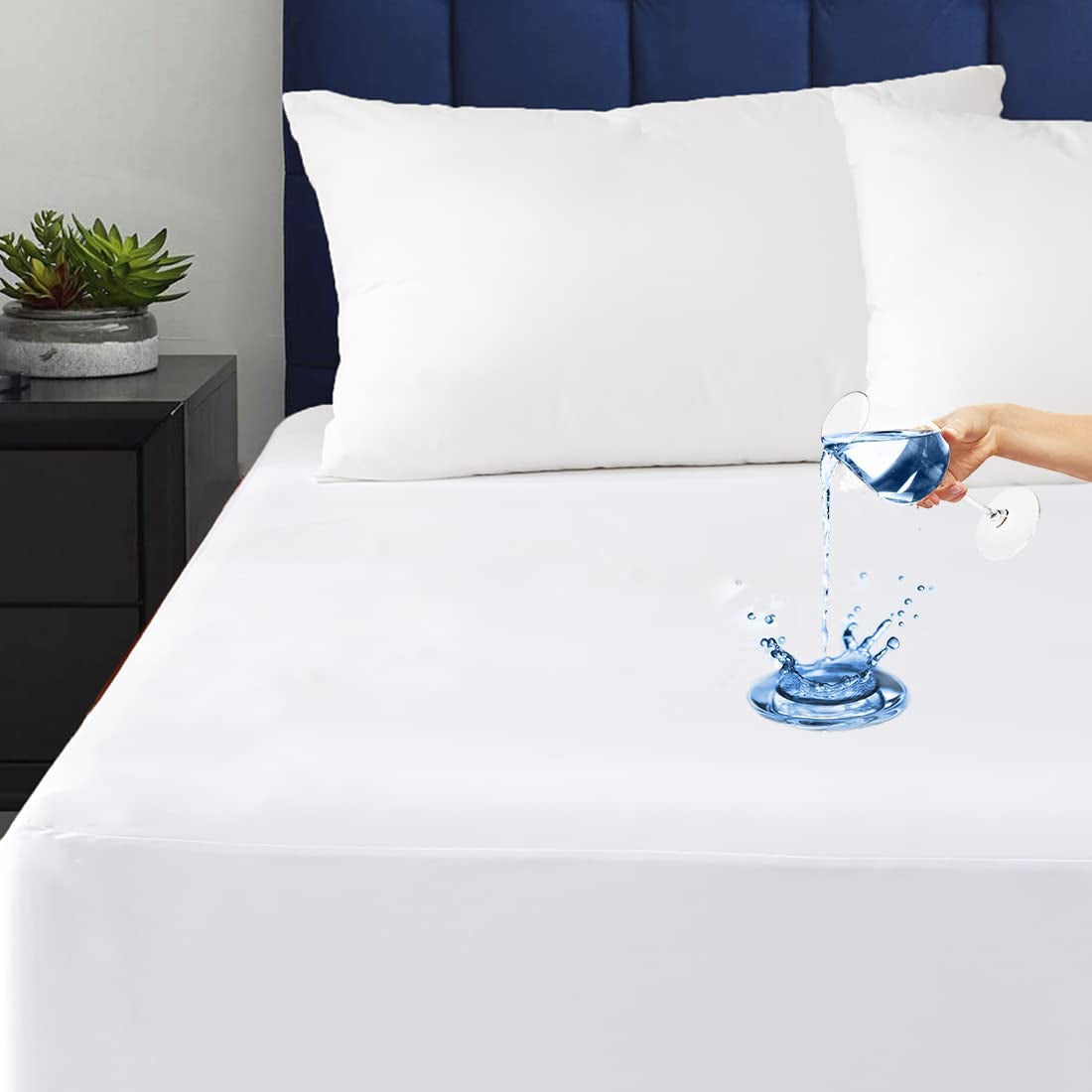 California King Size Quilted Fitted Waterproof Mattress Pad, Premium Hollow Material Filling Mattress Protector, Breathable, Quiet, Cooling, Machine-Washable Mattress Cover with 21” Deep Pocket