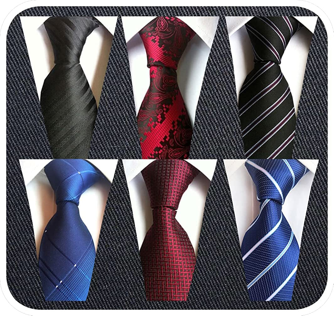 6 Pcs Men's Necktie Classic Silk Tie Woven Jacquard Neck Ties
