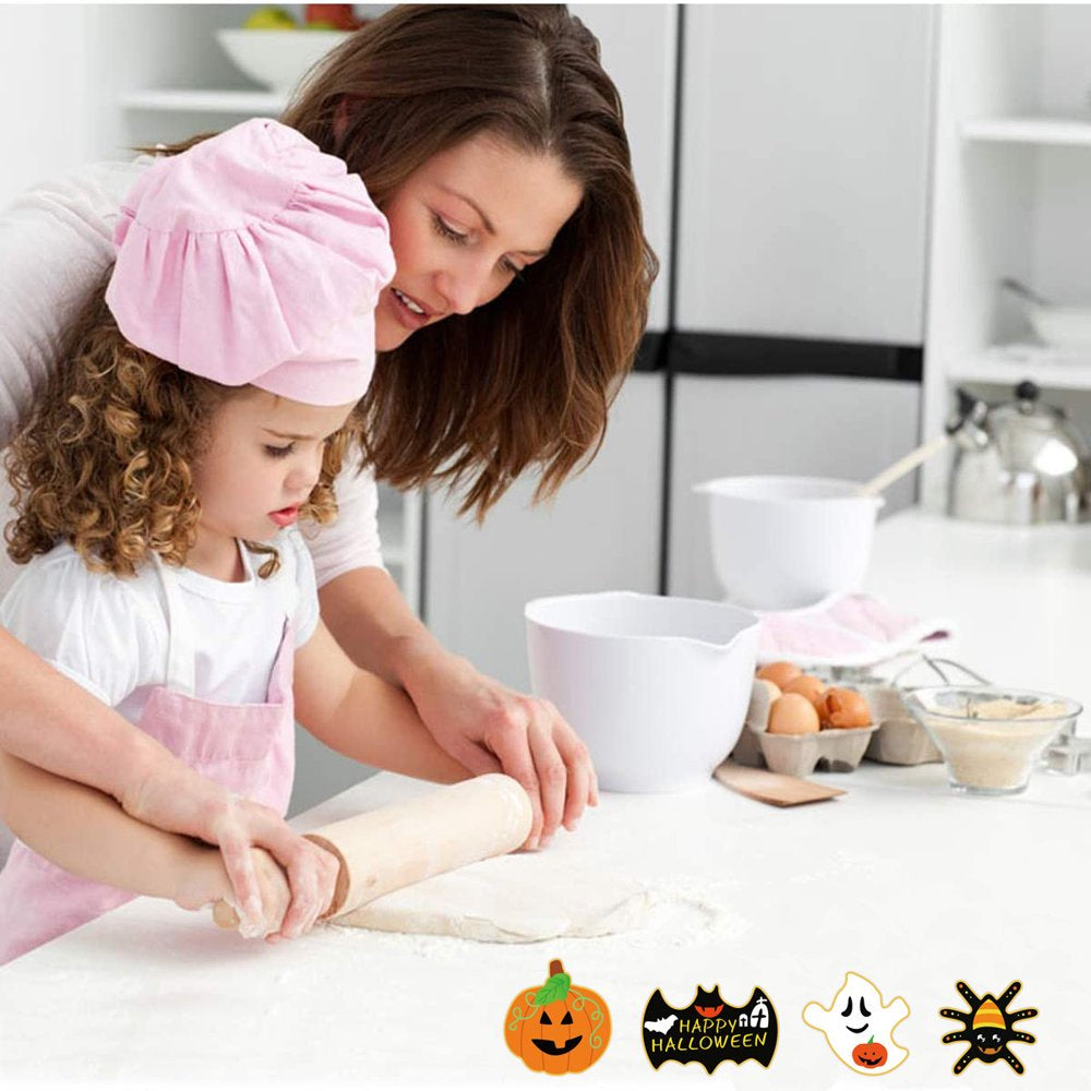 Halloween Cookie Cutters Set, Metal Biscuit Molds for Baking Bat,Cat,Witch,Pumpkin,Ghost,Spider,Skull,Witch Hat Shapes for Party Treat Decoration 7PCS