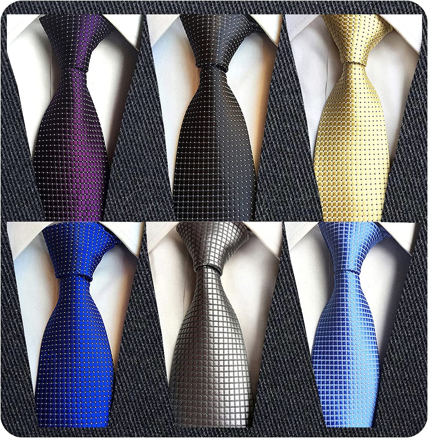 6 Pcs Men's Necktie Classic Silk Tie Woven Jacquard Neck Ties