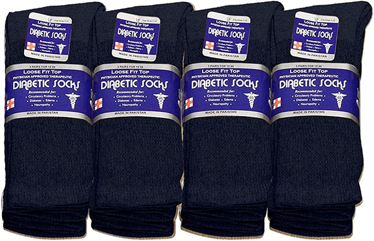 Physicians Approved Diabetic Socks Crew Unisex 3, 6 or 12-Pack