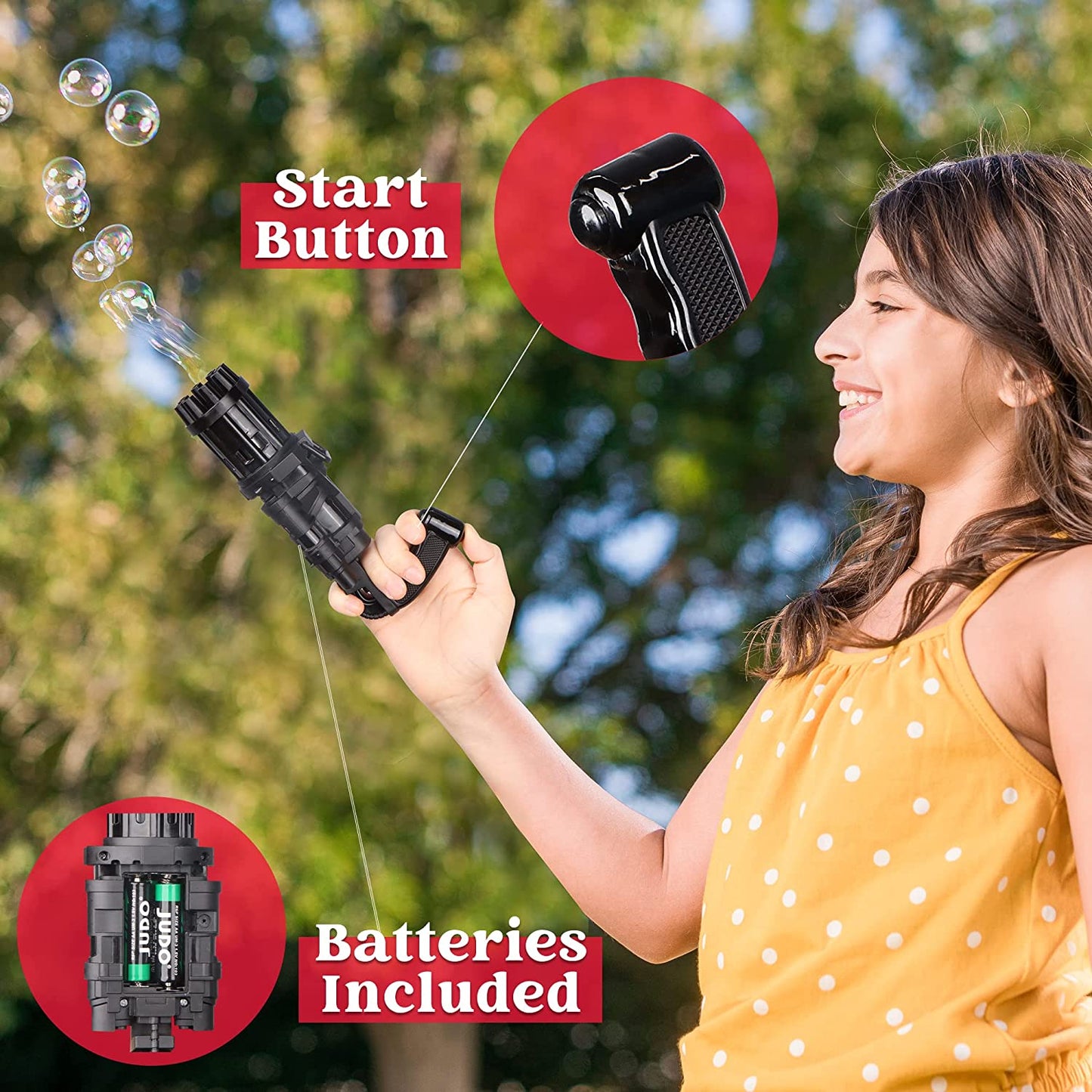 Bubble Maker with Bubble Solutions, Electric Bubble Machine Blower Toy for Kids Outdoor, 8-Hole Automatic Bubble Maker, Summer Gifts for Boys and Girls (Black)