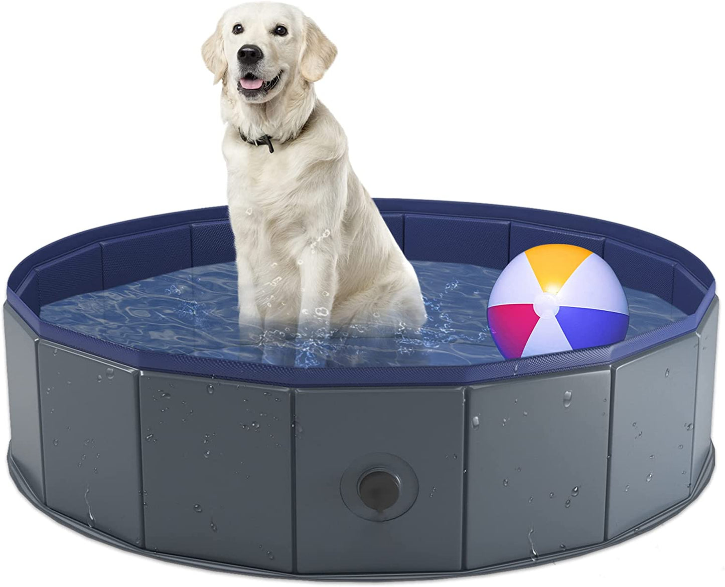 Foldable Dog Pool, Collapsible Hard Plastic Dog Swimming Pool, Portable Bath Tub for Pets Dogs and Cats, Pet Wading Pool for Indoor and Outdoor, 32 x 8 Inches