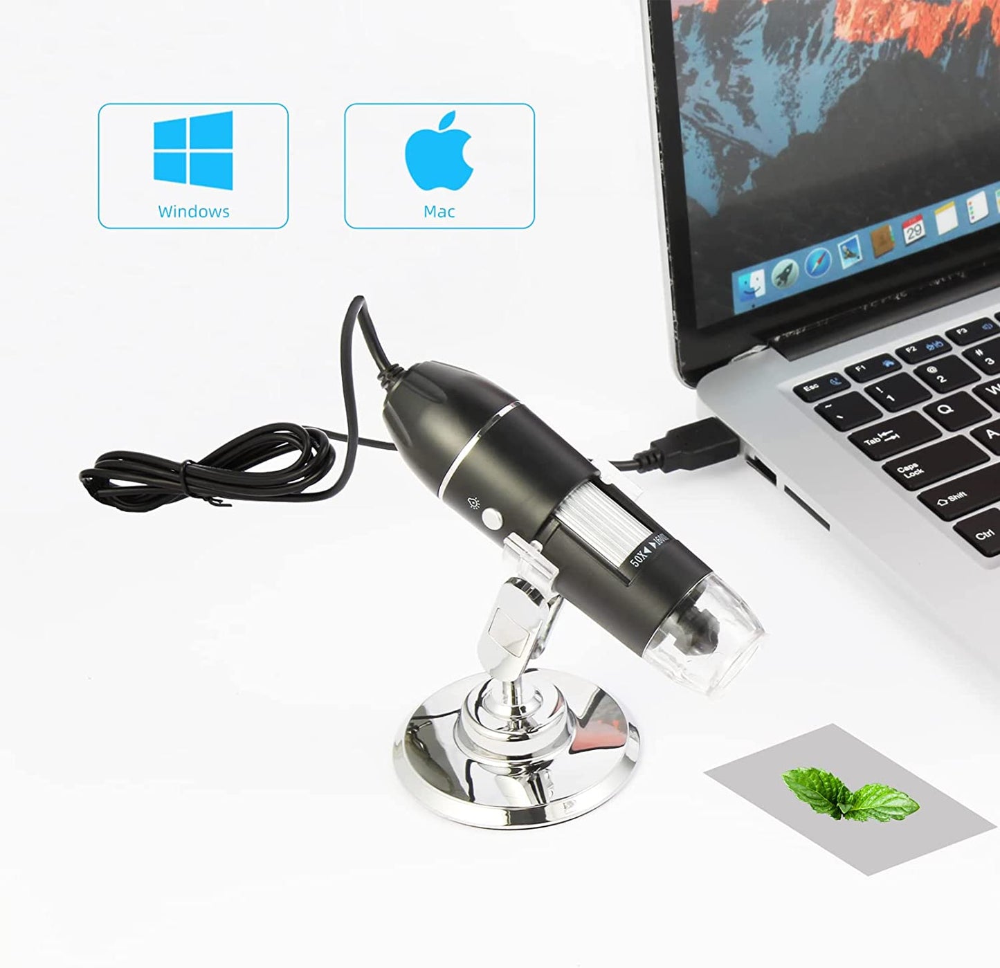 USB Digital Microscope, Handheld 50X-1600X Magnification Endoscope, 8 LED Mini Video Camera