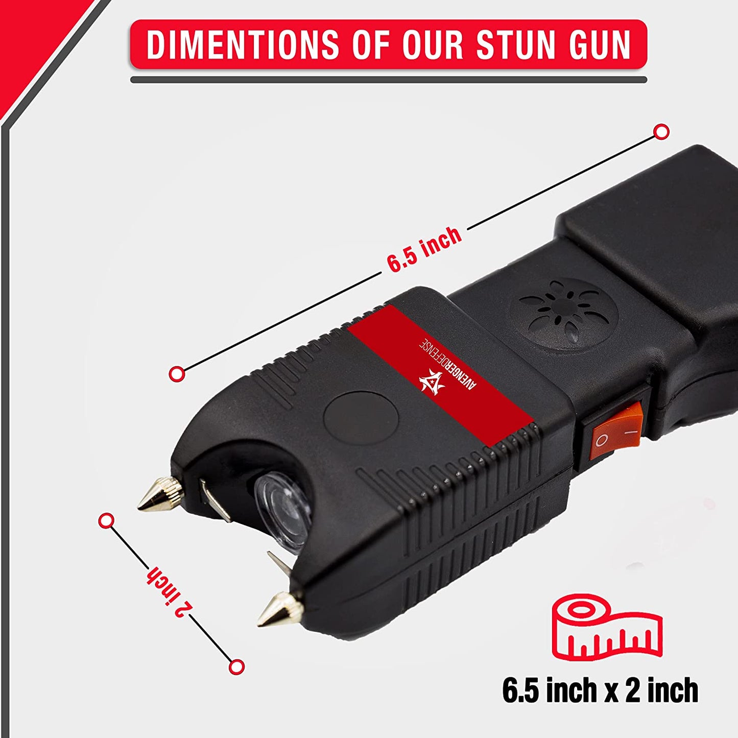 Rechargeable Stun Gun for Self Defense and Protection – Built-In LED Flashlight and Extremely Loud Alarm – Powerful 1.4Uc Electric Charge and 130Db Siren – Metal Prongs
