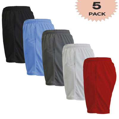 5-Pack Men's Lightweight Breathable Moisture Wicking Mesh Shorts