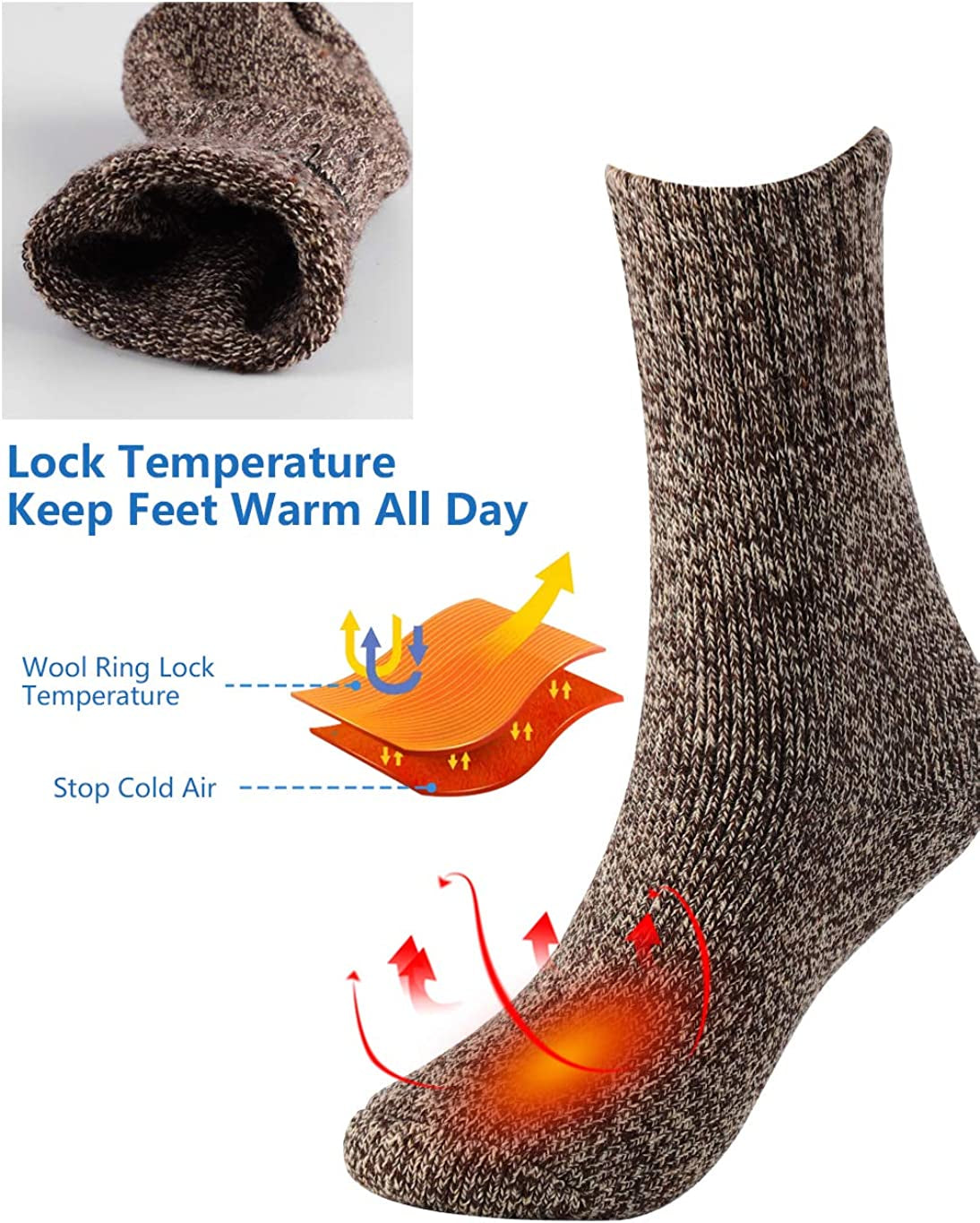 5 Pairs Wool Socks for Women Warm Winter Thermal Thick Socks Gifts for Women