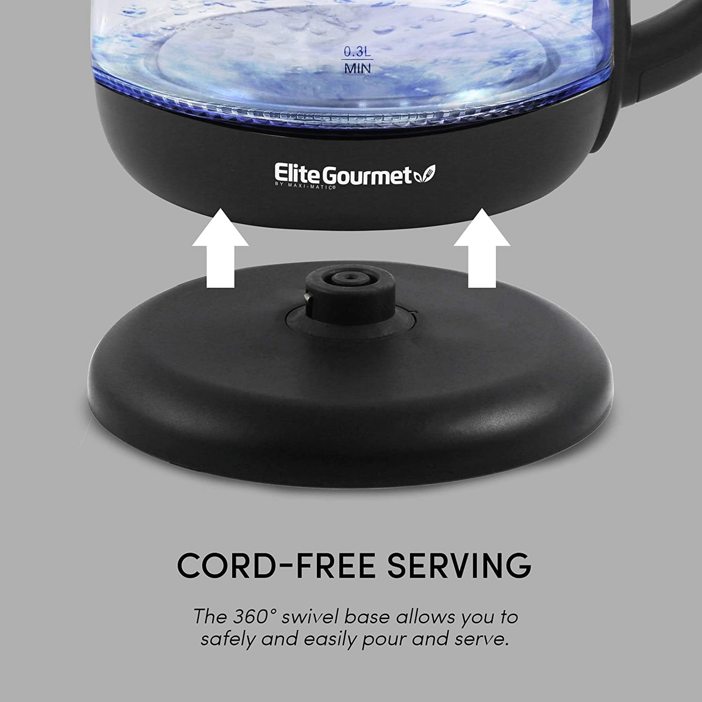 Electric 1.0L Bpa-Free Glass Kettle Cordless 360° Base, Stylish Blue LED Interior, Handy Auto Shut-Off Function – Quickly Boil Water for Tea & More