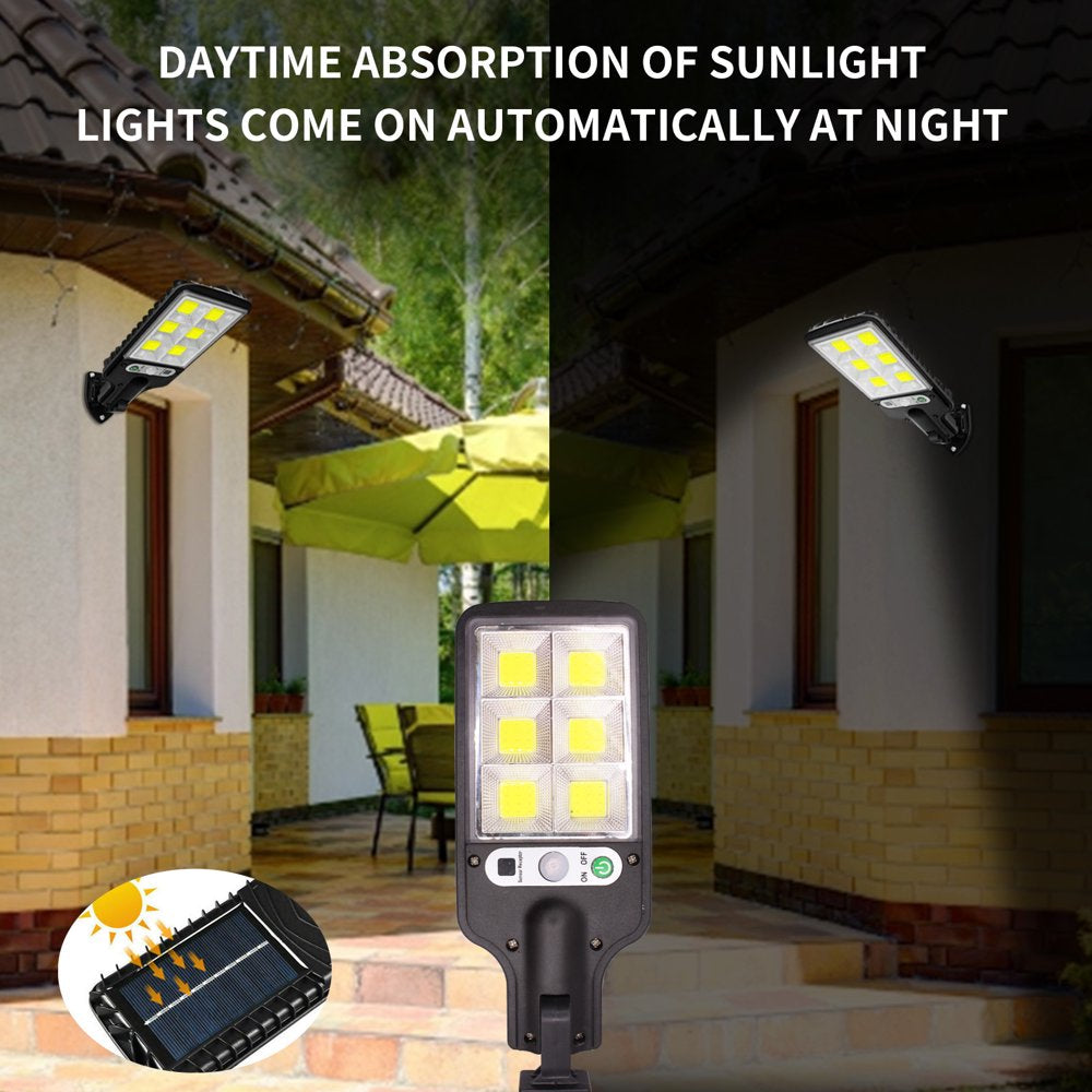 Solar Street Light Motion Sensor Lamp 600W Outdoor Solar Lamp Waterproof Parking Lot Wall Lights with Remote Control,2 PCS