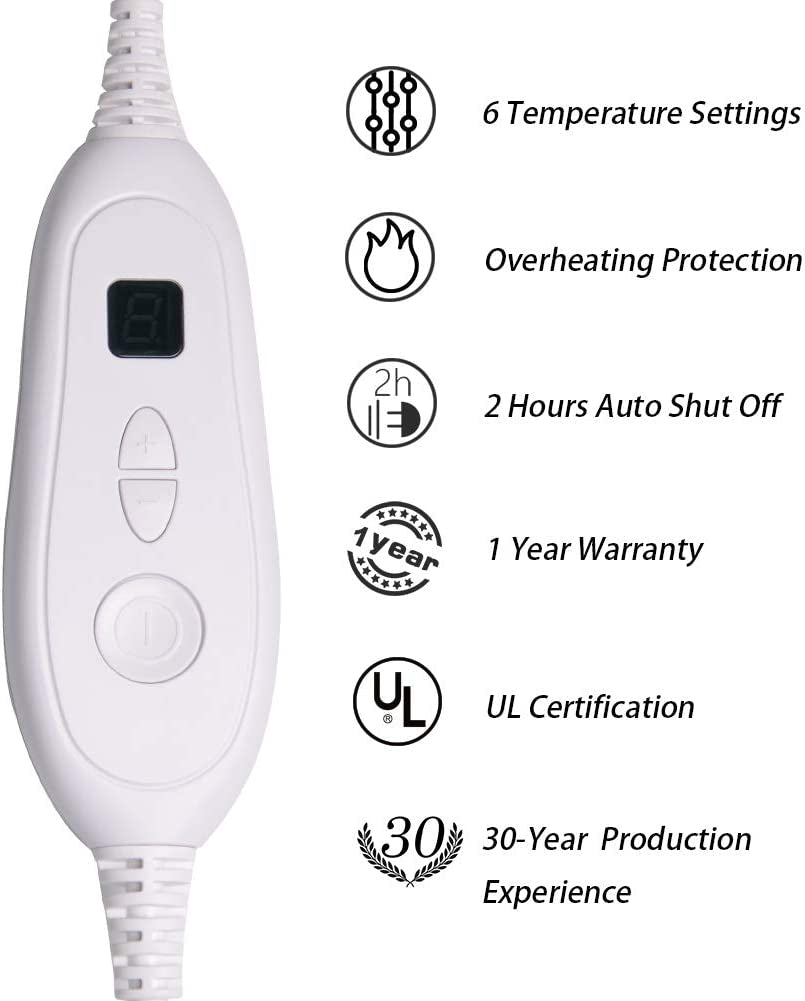 XXXL 17''X33'' King Size Heating Pad with Fast-Heating Technology&6 Temperature Settings, Flannel Electric Heating Pad/Pain Relief for Back/Neck/Shoulders/Abdomen/Legs