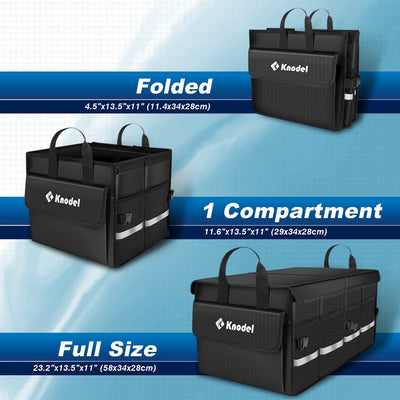 XL Car Trunk Organizer with Lid, Collapsible Car Trunk Storage Organizer, Car Organizer and Storage for SUV, Truck, Sedan (Black)