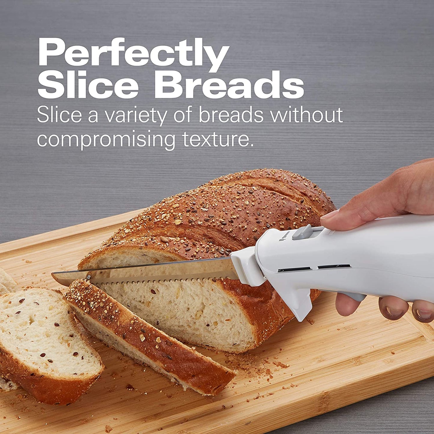Hamilton Beach Electric Knife for Carving Meats, Poultry, Bread, Crafting Foam & More, Storage Case & Serving Fork Included, White