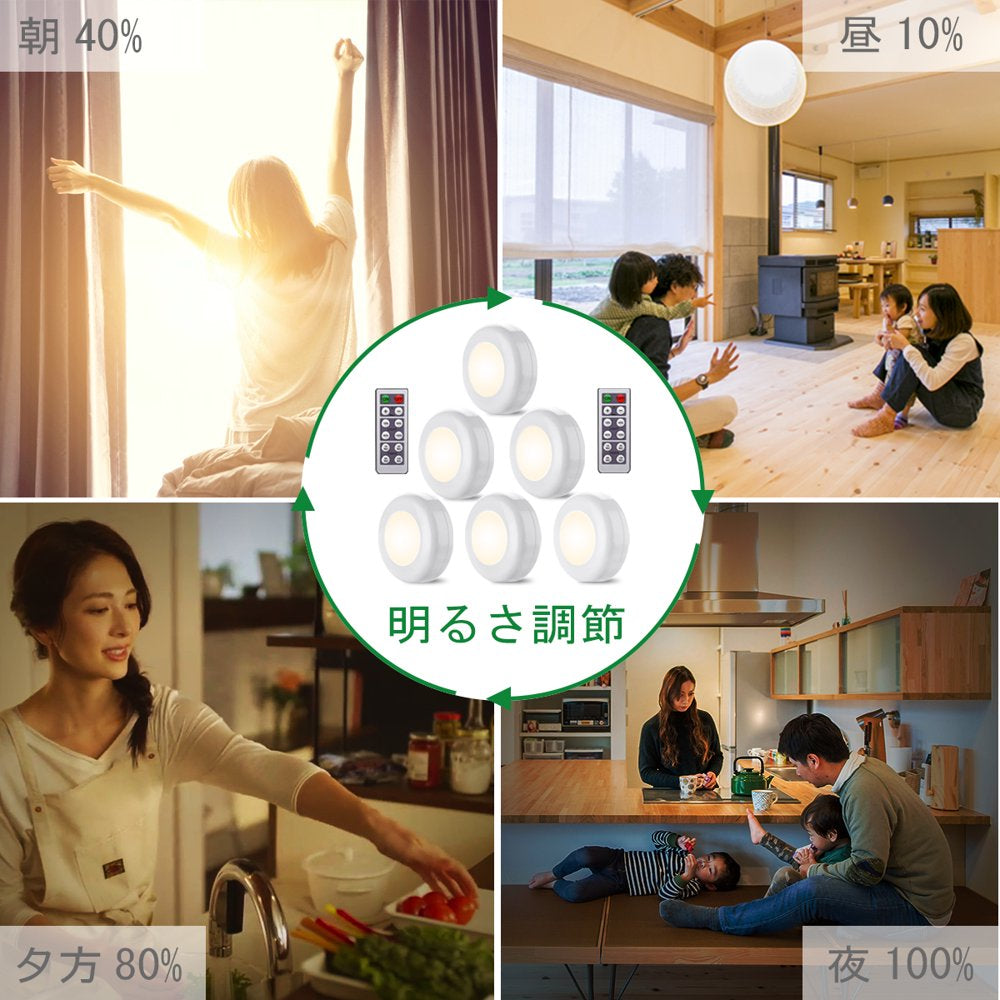 Puck Lights with Remote Elfeland 6 Pack Wireless LED Closet Lights under Cabinet Lighting Battery Operated under Counter Lighting Dimmable Night Lights Stick on Light(Warm White)