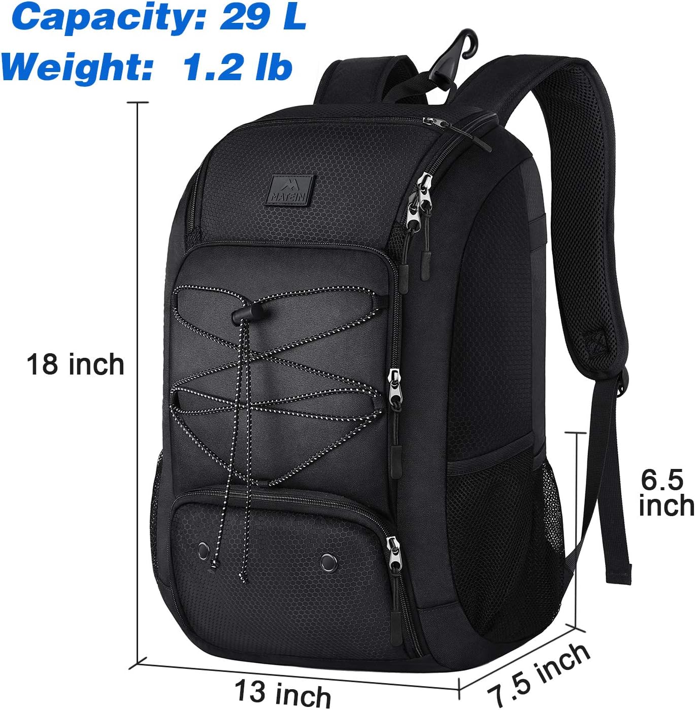 29L Baseball Backpack, Softball Bat Bag with Shoes Compartment Lightweight Baseball Bag with Fence Hook