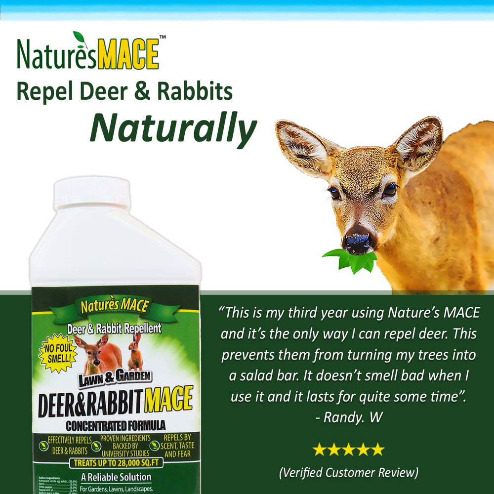 Nature'S MACE Deer and Rabbit MACE | 40 Oz. Concentrate | Deer and Rabbit Repellent | Makes 5 Gallons, Treats 28,000 Sq.Ft