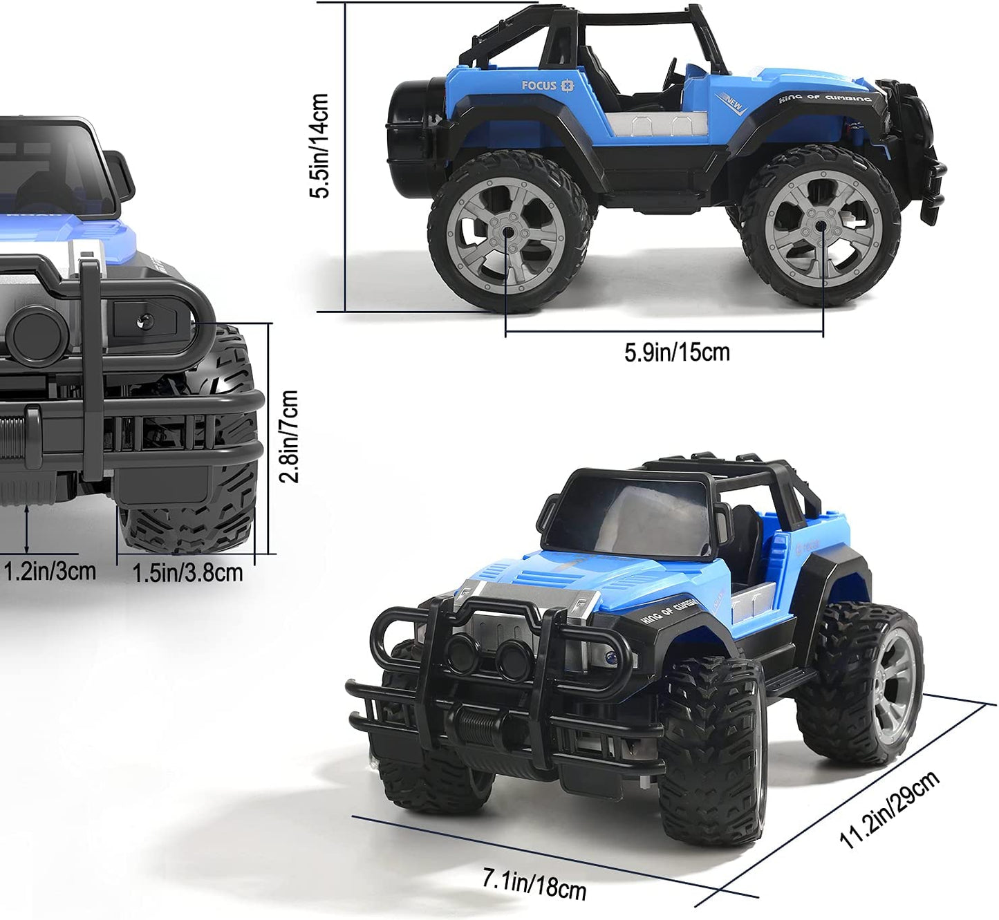 Remote Control Car RC Racing Cars,1:18 Scale 80 Min Play 2.4Ghz LED Light Auto Mode off Road RC Trucks with Storage Case,All Terrain SUV Jeep Cars Toys Gifts for Boys Kids Girls Teens,Blue