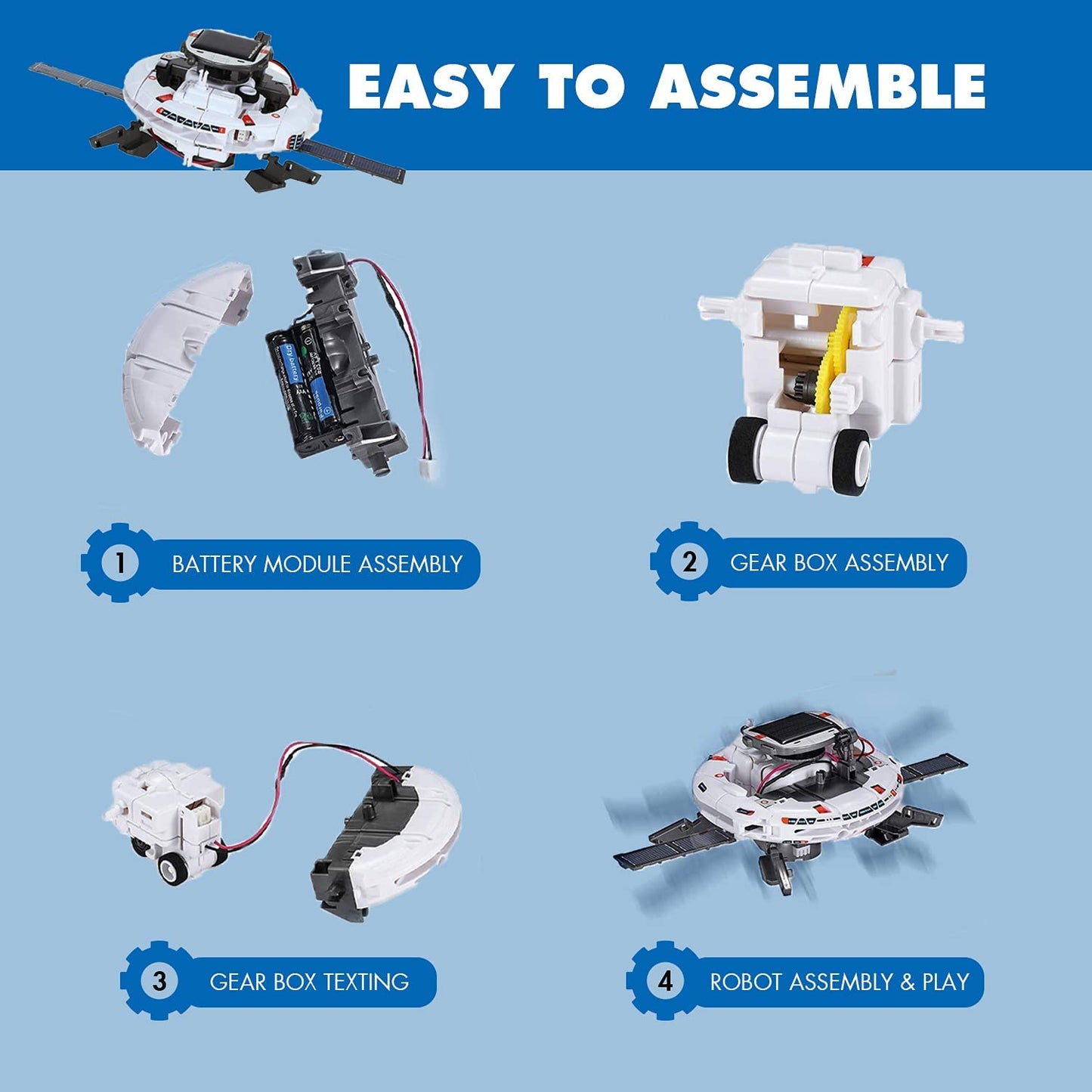 Toys Solar Robot Kit for Kids 6-In-1- DIY Educational Science Kits Gift for Boys & Girls Age 8+ - Educational Space Exploration Fleet Building Learning Science Toys Set for Kids