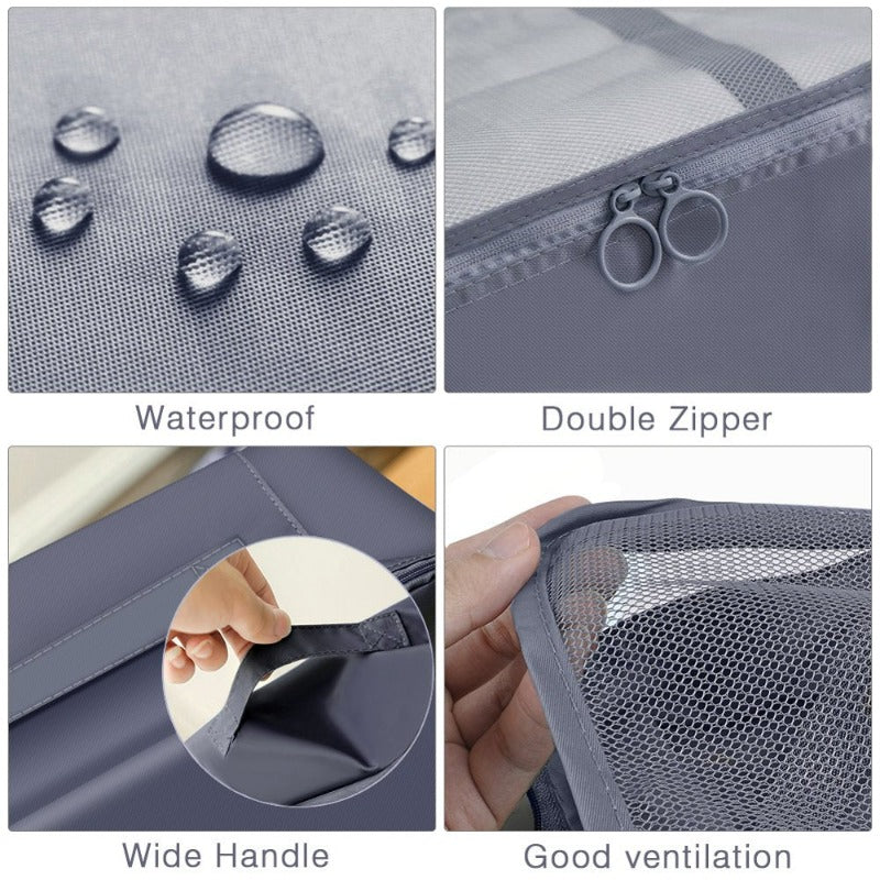 8Pcs Travel Cubes Set Foldable Suitcase Organizer Lightweight Luggage Storage Bag, Gray