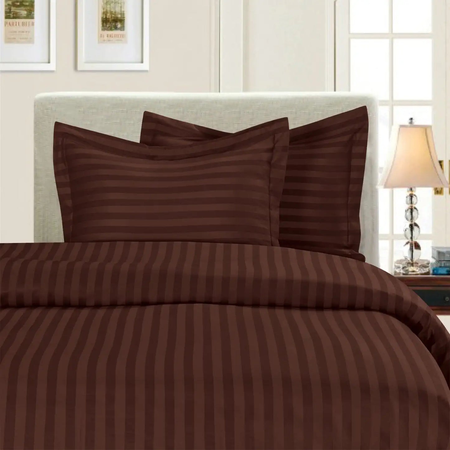 Elegant Comfort Best, Softest, 3-Piece Duvet Cover Sets! - 1500 Thread Count Egyptian Quality Luxurious Wrinkle Resistant 3-Piece Damask Stripe Duvet Cover Set