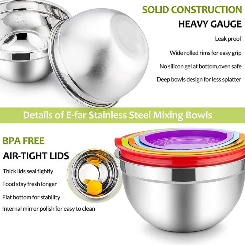 Set of 5 Mixing Bowls with Lids