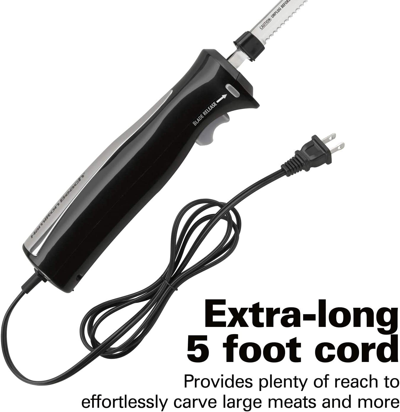 Hamilton Beach Set Electric Carving Knife for Meats, Poultry, Bread, Crafting Foam and More, Storage Case and Serving Fork Included