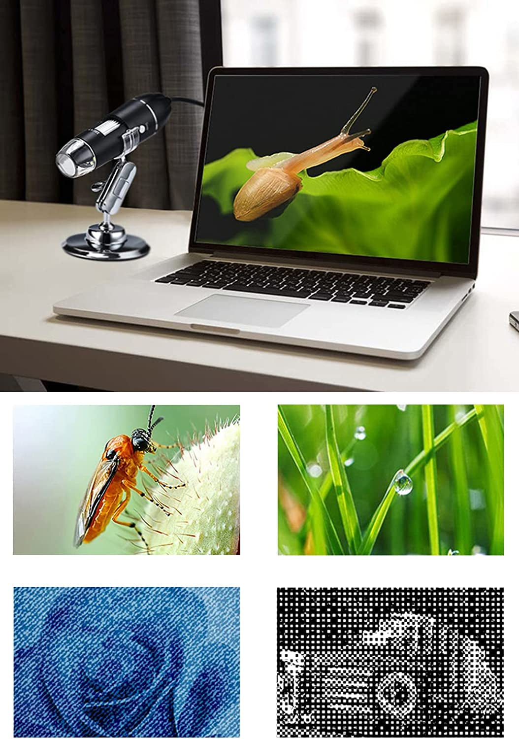 USB Digital Microscope, Handheld 50X-1600X Magnification Endoscope, 8 LED Mini Video Camera
