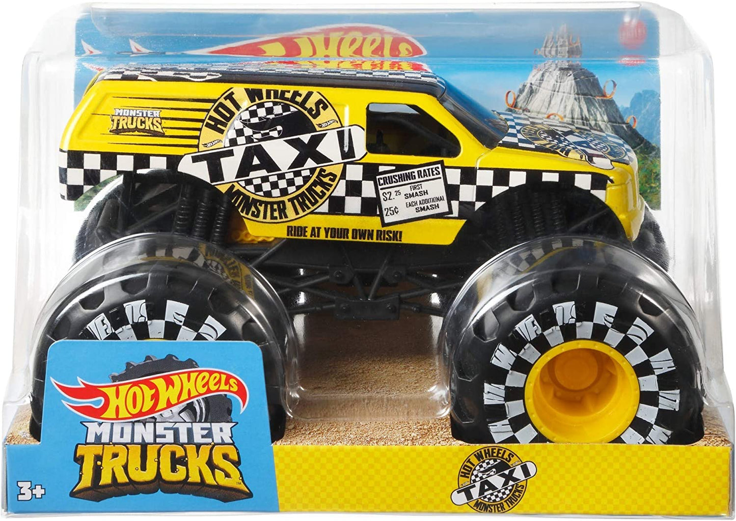 Hot Wheels Monster Truck 1:24 Scale Taxi Vehicle with Giant Wheels for Kids Age 3 to 8 Years Old Great Gift Toy Trucks Large Scales