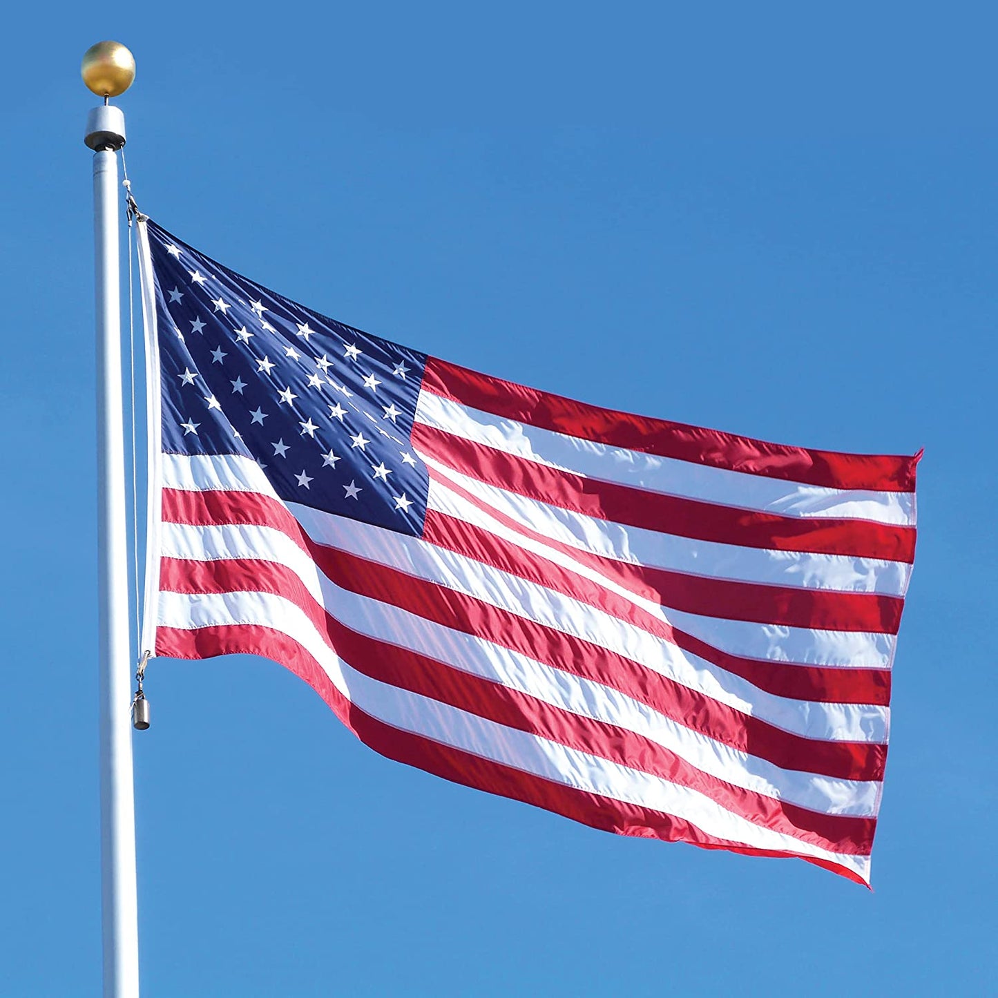 American 3X5-USA 3x5 Feet Outdoor, Heavy Duty Nylon US Flags with Embroidered Stars, Sewn Stripes and Brass Grommets, Red, White, Blue