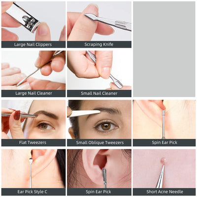 30Pcs Stainless Steel Manicure Set Nail Kit Professional Nail Clipper Set, Portable Manicure Kit Pedicure Kit Nail Care Kit