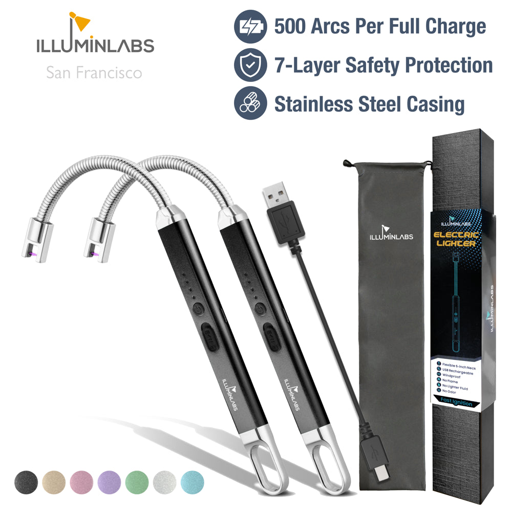 2 Pack USB Rechargeable Candle Lighters with Flexible Neck, Windproof Flameless Plasma Lighters