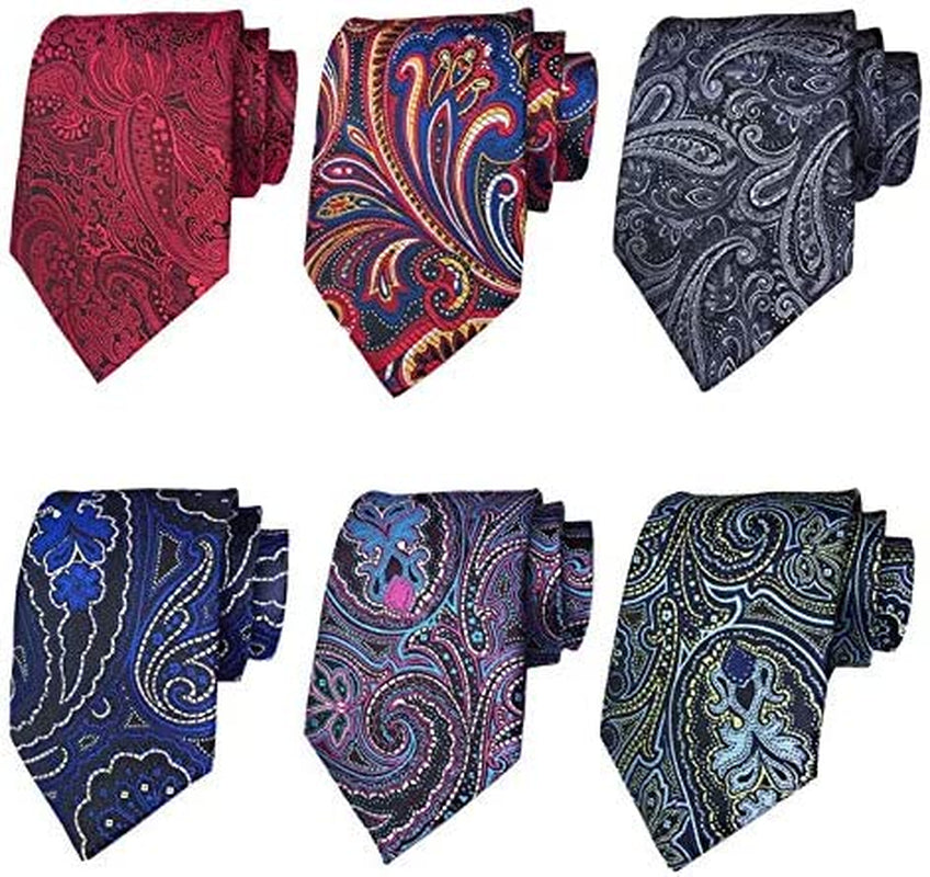 6 Pcs Men's Necktie Classic Silk Tie Woven Jacquard Neck Ties