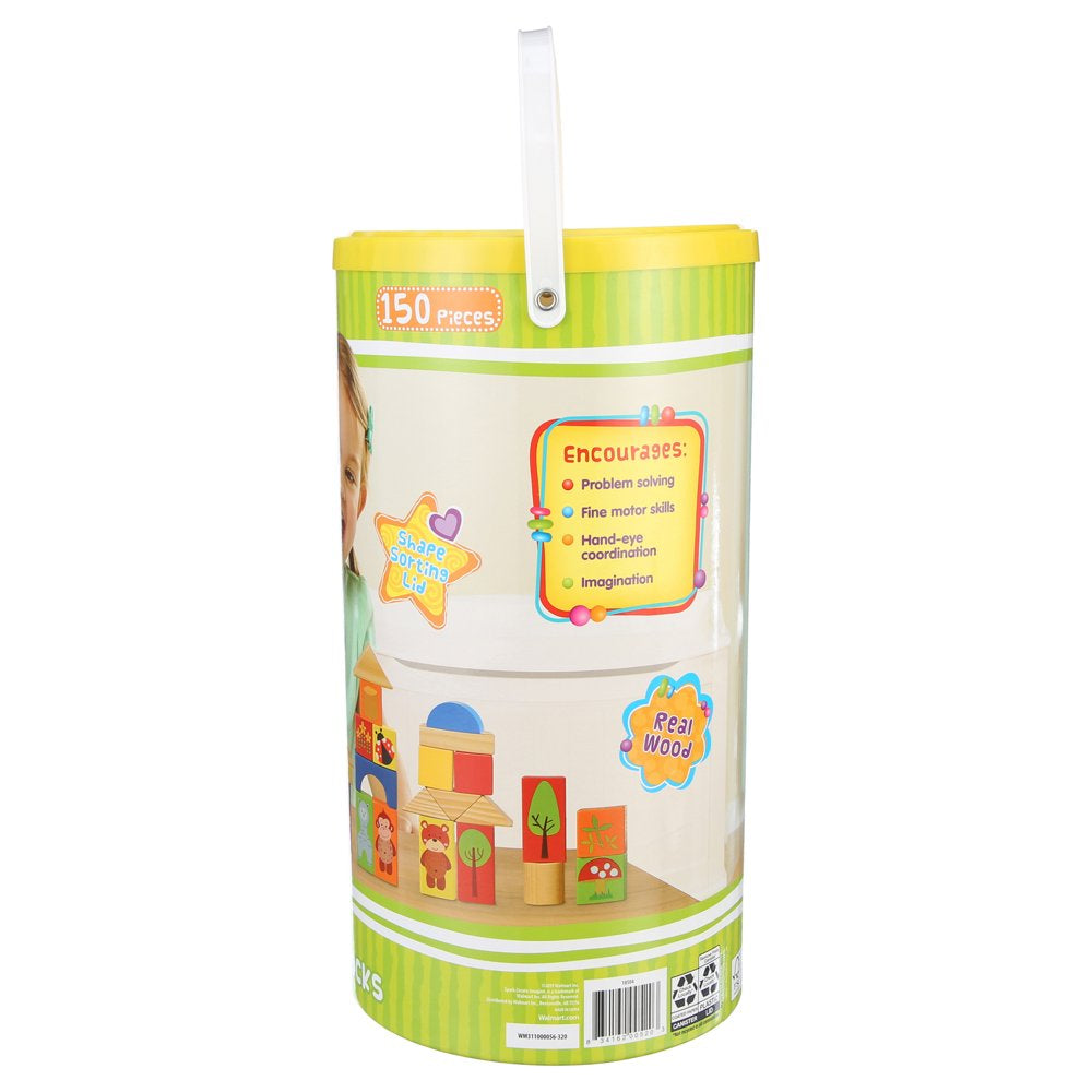 Spark. Create. Imagine. Wooden Animal Blocks with Shape Sorting Lid, 150 Pieces