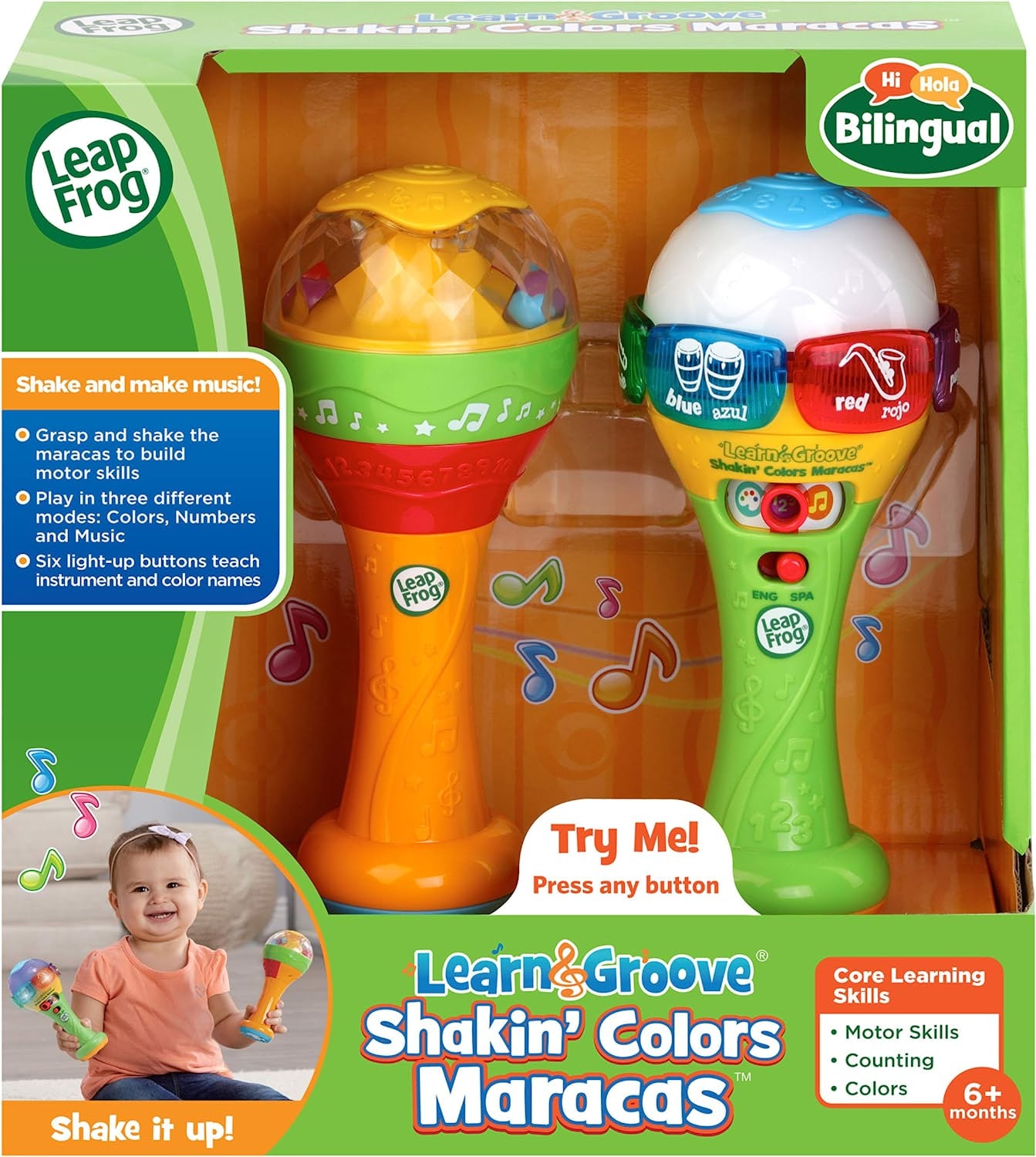 Leapfrog Learn & Groove Shakin' Colors Maracas,Multicolor