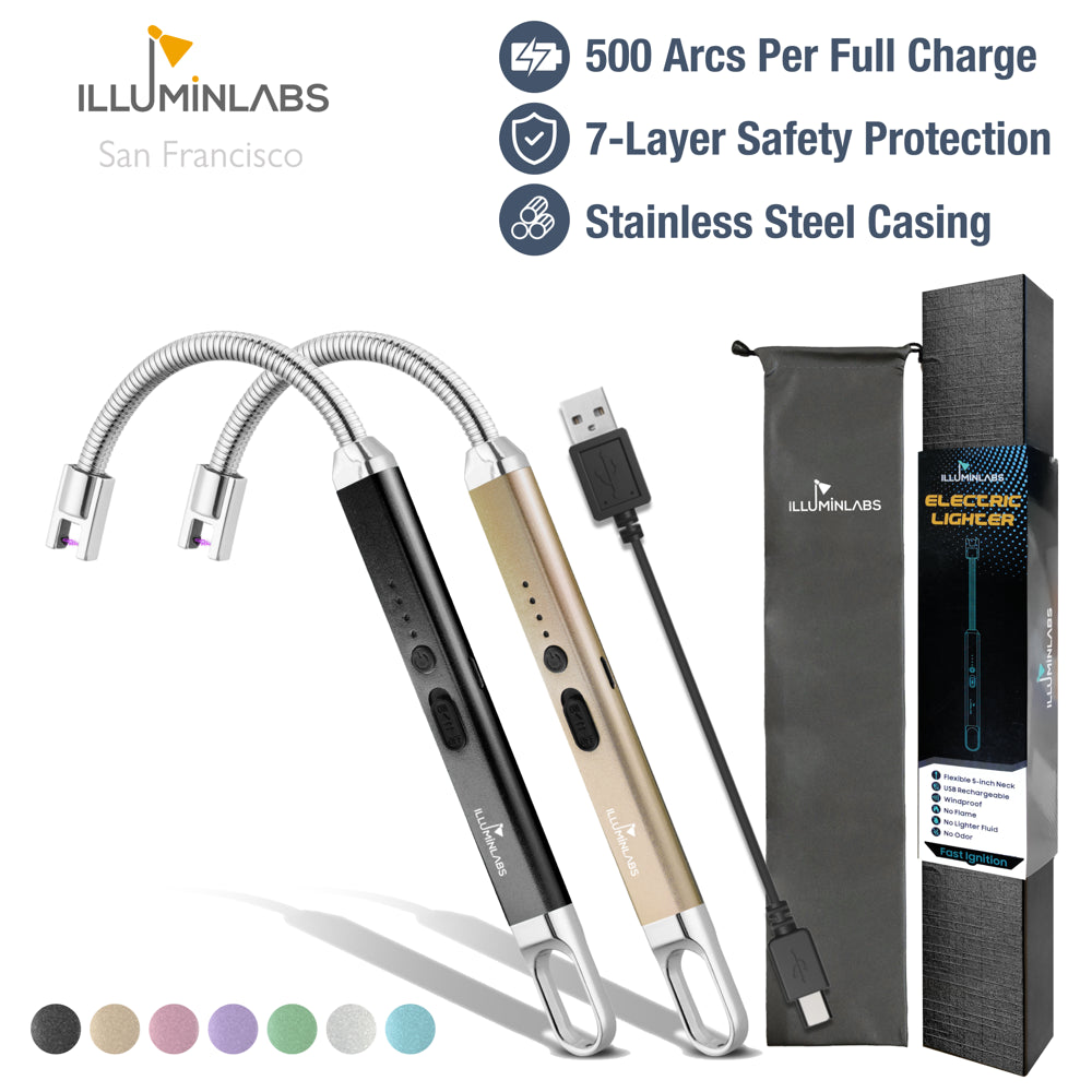2 Pack USB Rechargeable Candle Lighters with Flexible Neck, Windproof Flameless Plasma Lighters