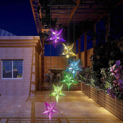 Large Star Solar Light, Solar Star Wind Chime Color Changing Waterproof Outdoor Solar Garden Decorative Lights for Walkway Pathway Backyard Christmas Decoration Parties (Large Star)