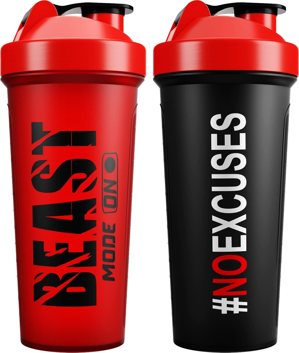 2 PACK Protein Shaker Bottles for Protein Mixes - 24 OZ - Dishwasher Safe Shaker Cups