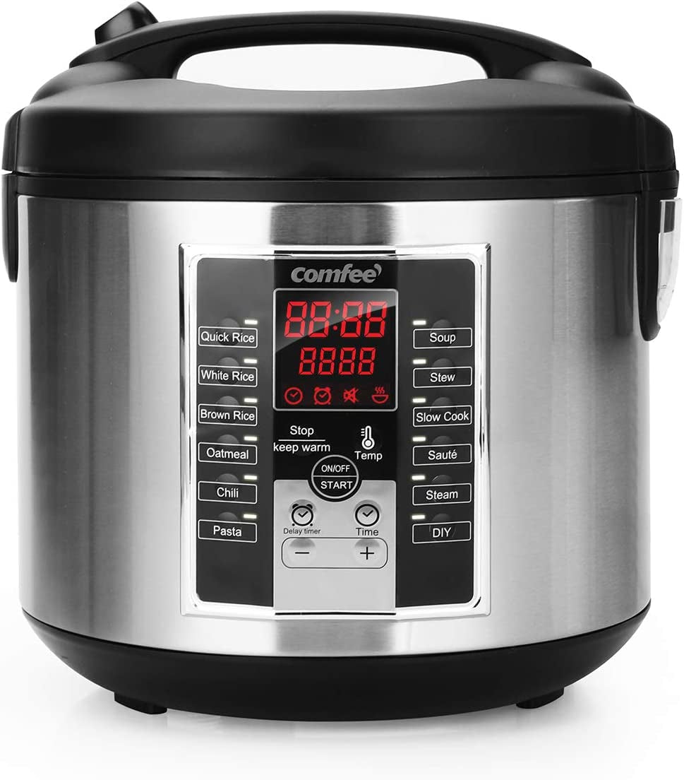 COMFEE' Rice Cooker, Slow Cooker, Steamer, Stewpot, Saute All in One (12 Digital Cooking Programs) Multi Cooker (5.2Qt ) Large Capacity, 24 Hours Preset & Instant Keep Warm