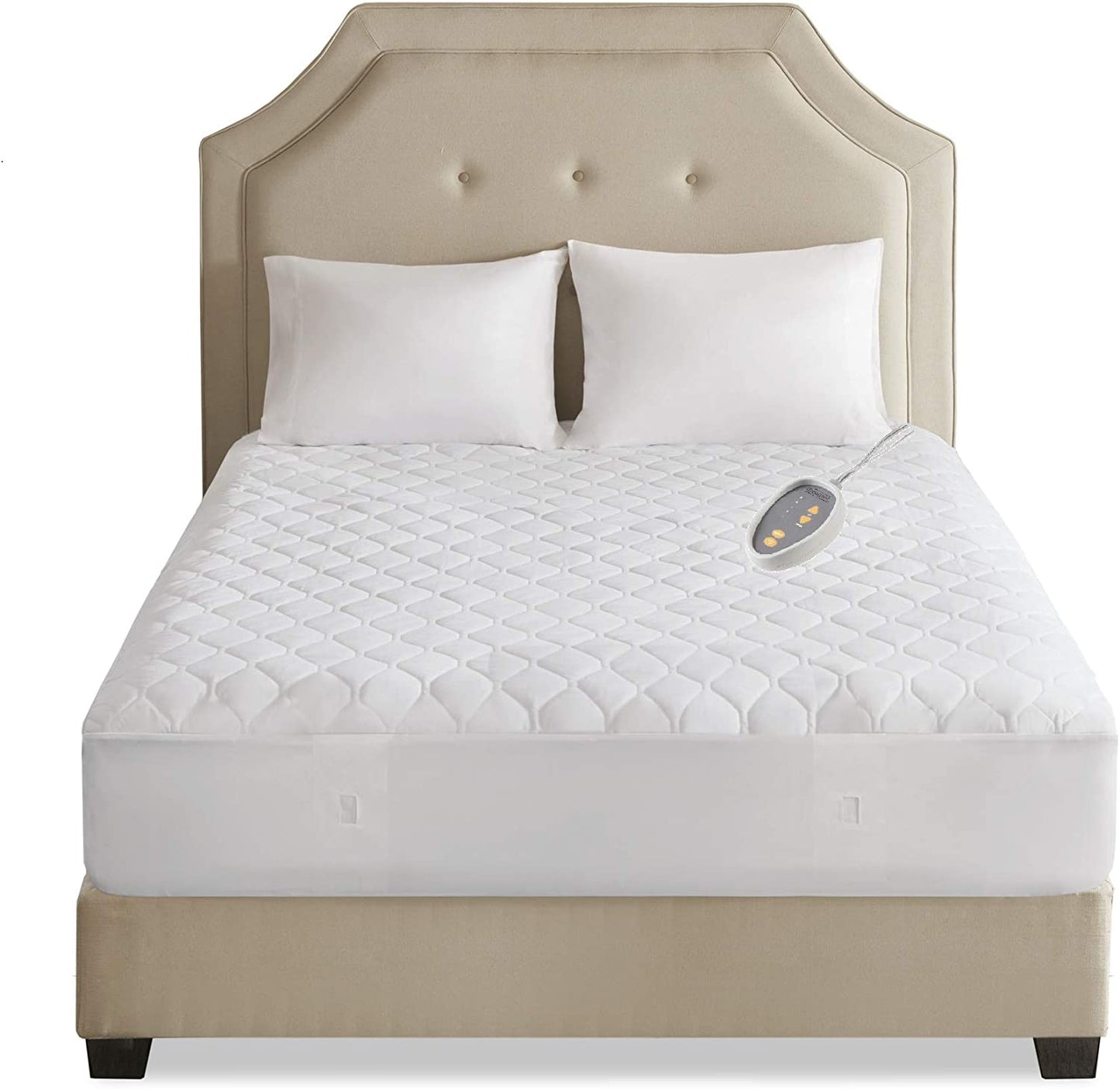 Beautyrest 3M Scotchgard Heated Mattress Pad - Electric Bed Warmer with 5 Heat Settings, 10 Hr Auto Shut off Timer, All around Elastic Deep Pocket, UL Certified, Machine Washable, White Full