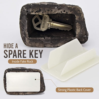 2Pc Hide-a-Spare-Key Fake Rock - Looks & Feels Like Real Stone - Safe for Outdoor Garden or Yard, Geocaching