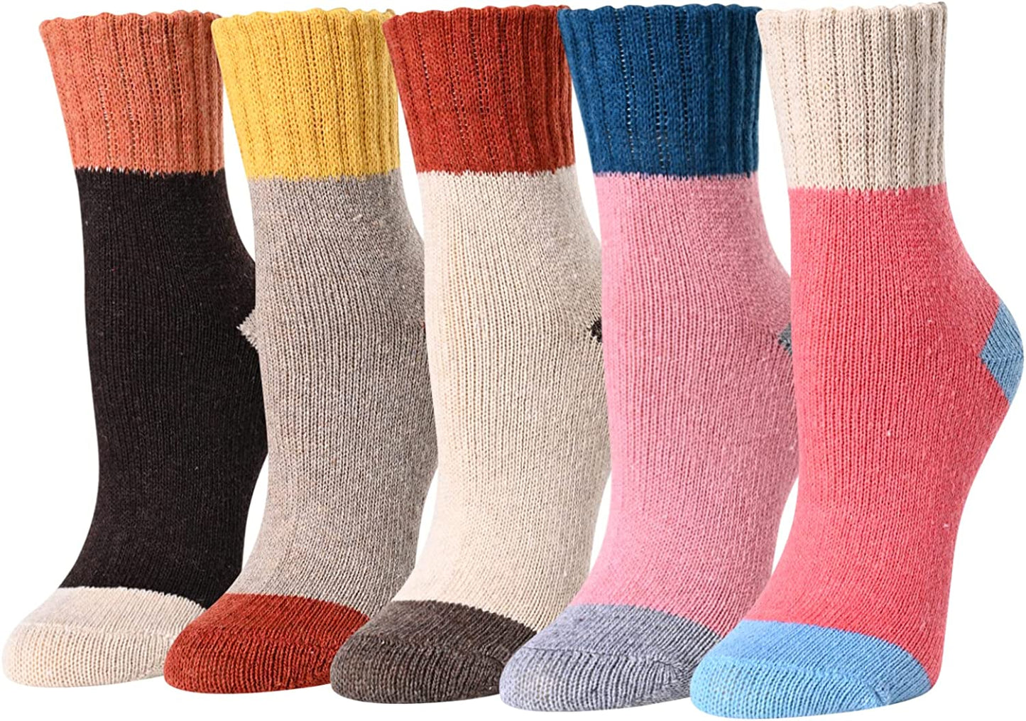 5 Pairs Winter Warm Crew Vintage Socks, Novelty Socks for Women & Girls
