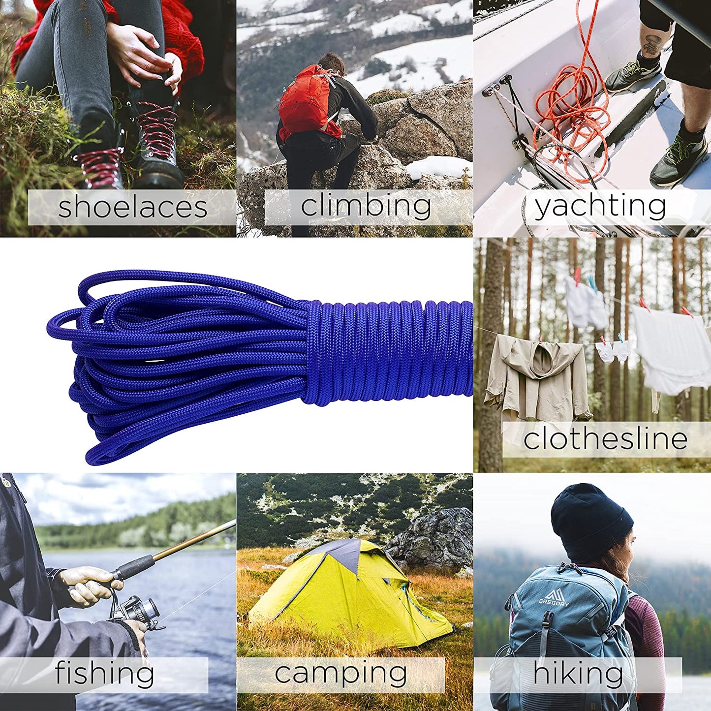 50 Ft – 4Mm – 100% Nylon Tactical Rope MIL-SPEC – Outdoor Para Cord – Camping Hiking Fishing Gear – EDC Parachute Cord – Strong Survival Rope